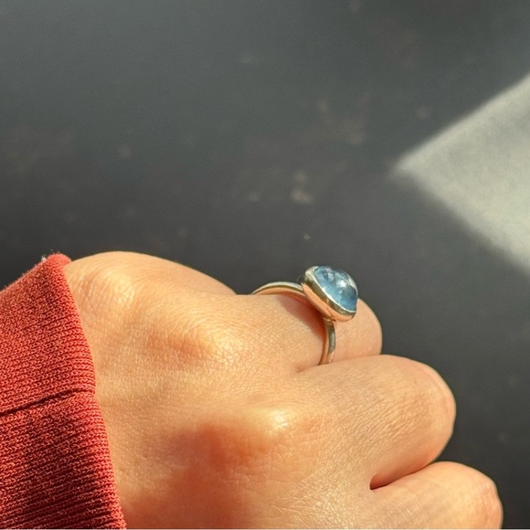 Pandora Aqua Blue Poetic Droplet Ring Size 5 - Picture 2 of 9